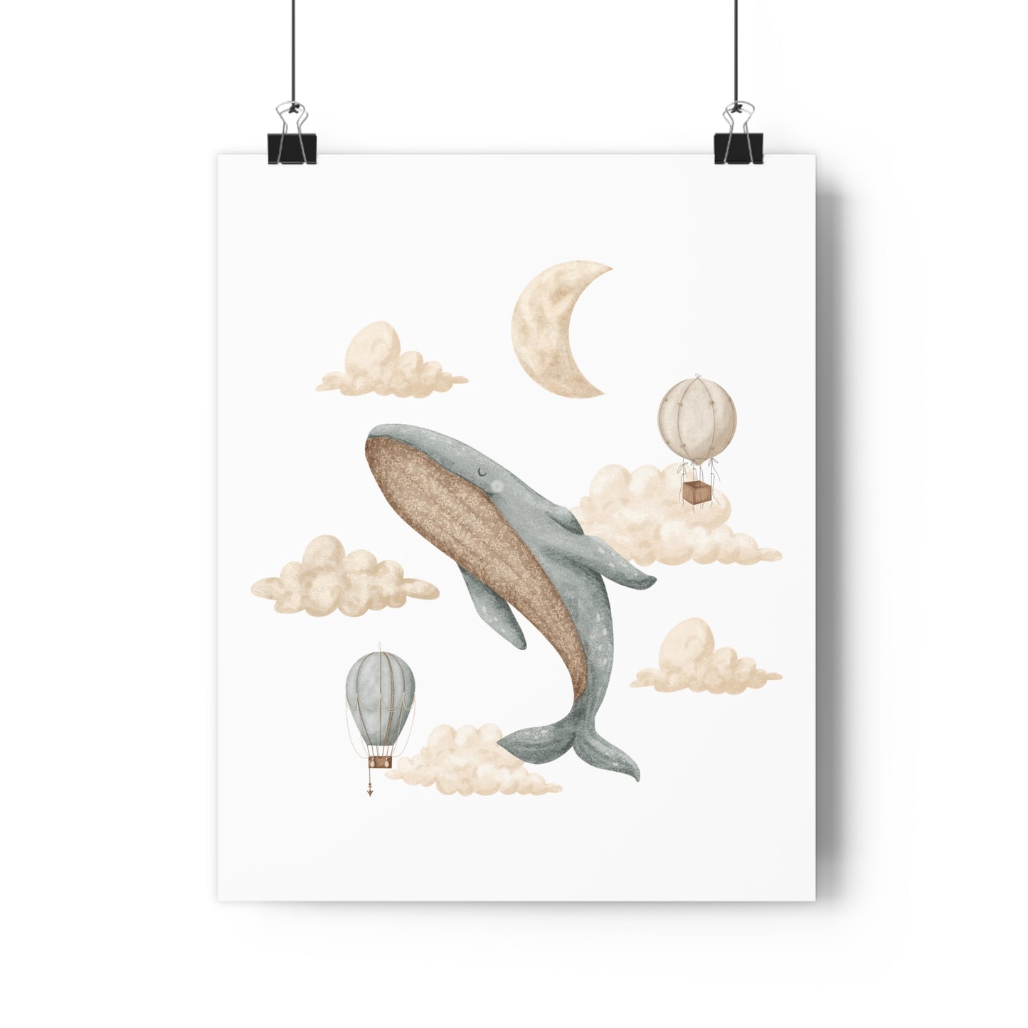 Giclée Art Print Memories of Dreams Whales Neutral Clouds