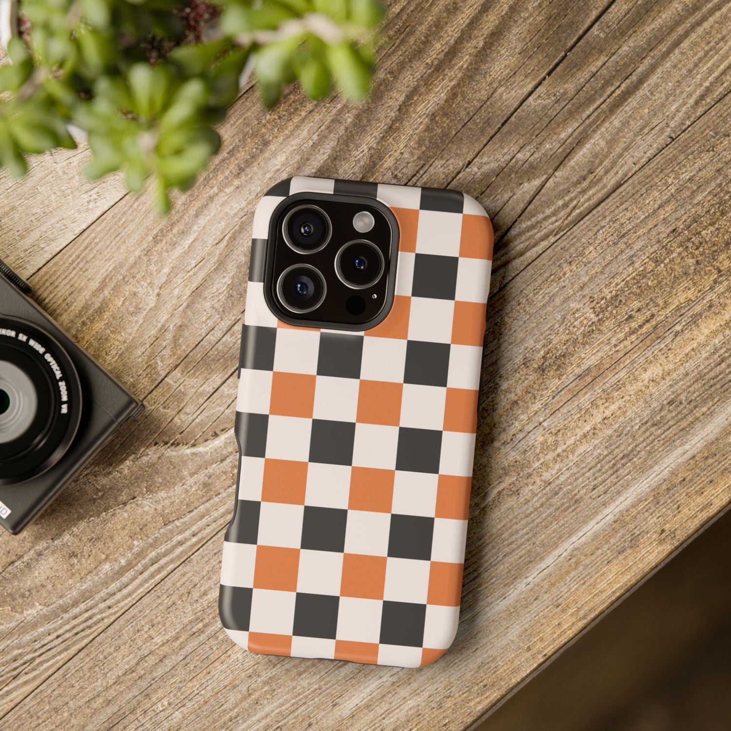 Trendy Halloween Checkerboard Phone Case | Impact-Resistant, iPhone, Samsung