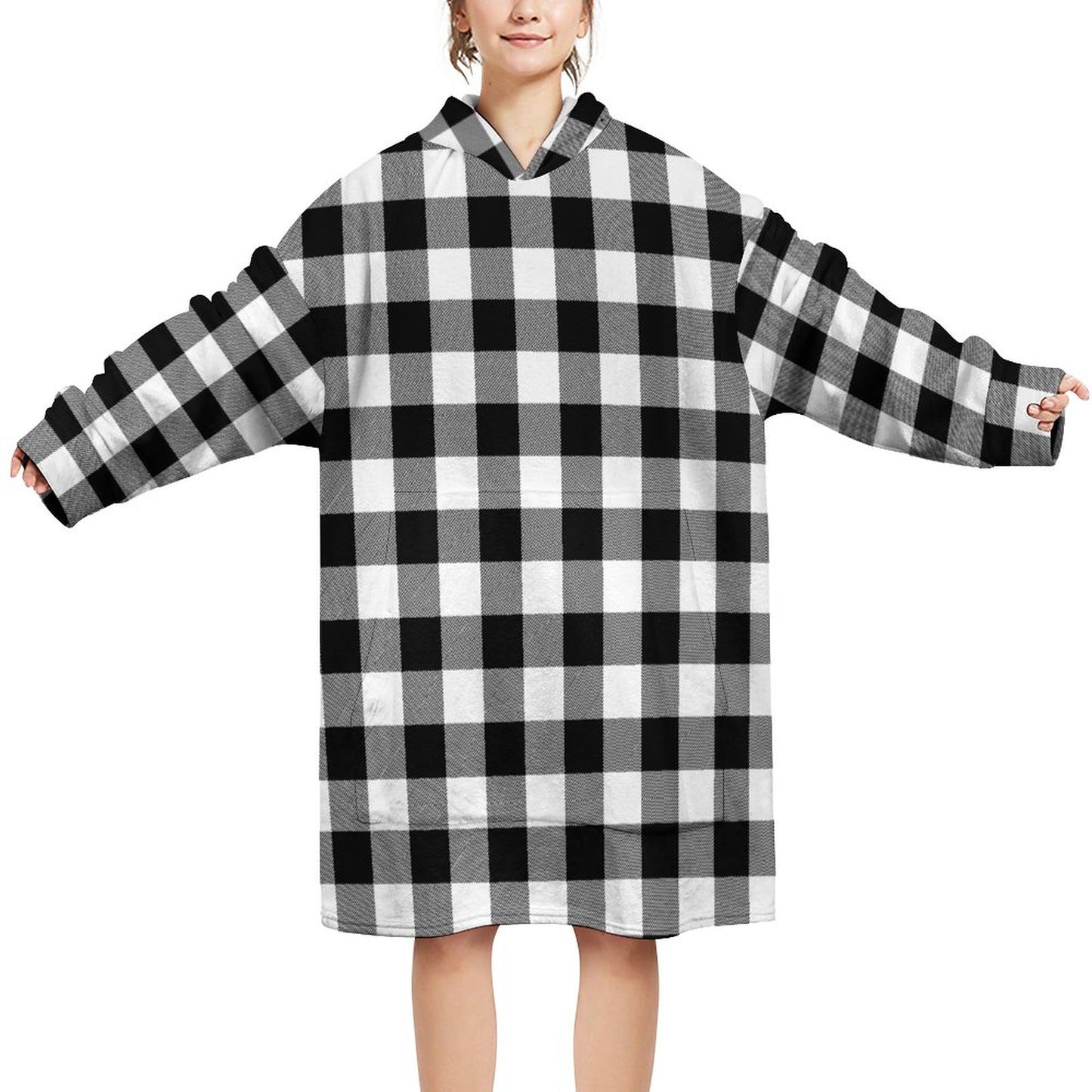 Oversized Soft Wearable Sweater Blanket Buffalo Plaid