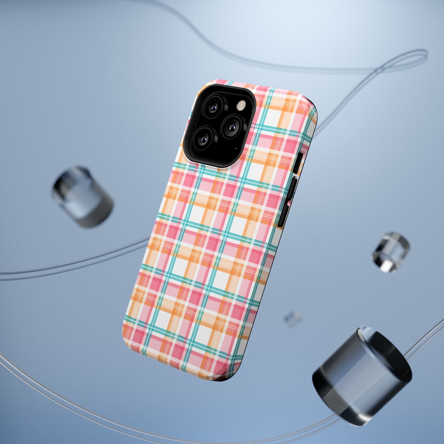 Impact-Resistant Phone Case - Summer Plaid Pink