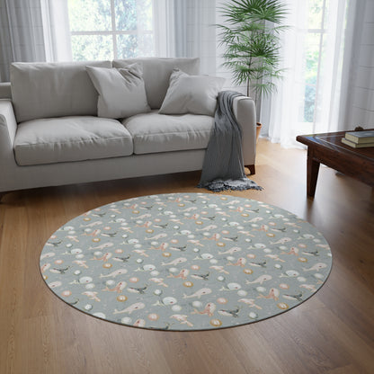 Round Rug Beach Beach Baby Blue