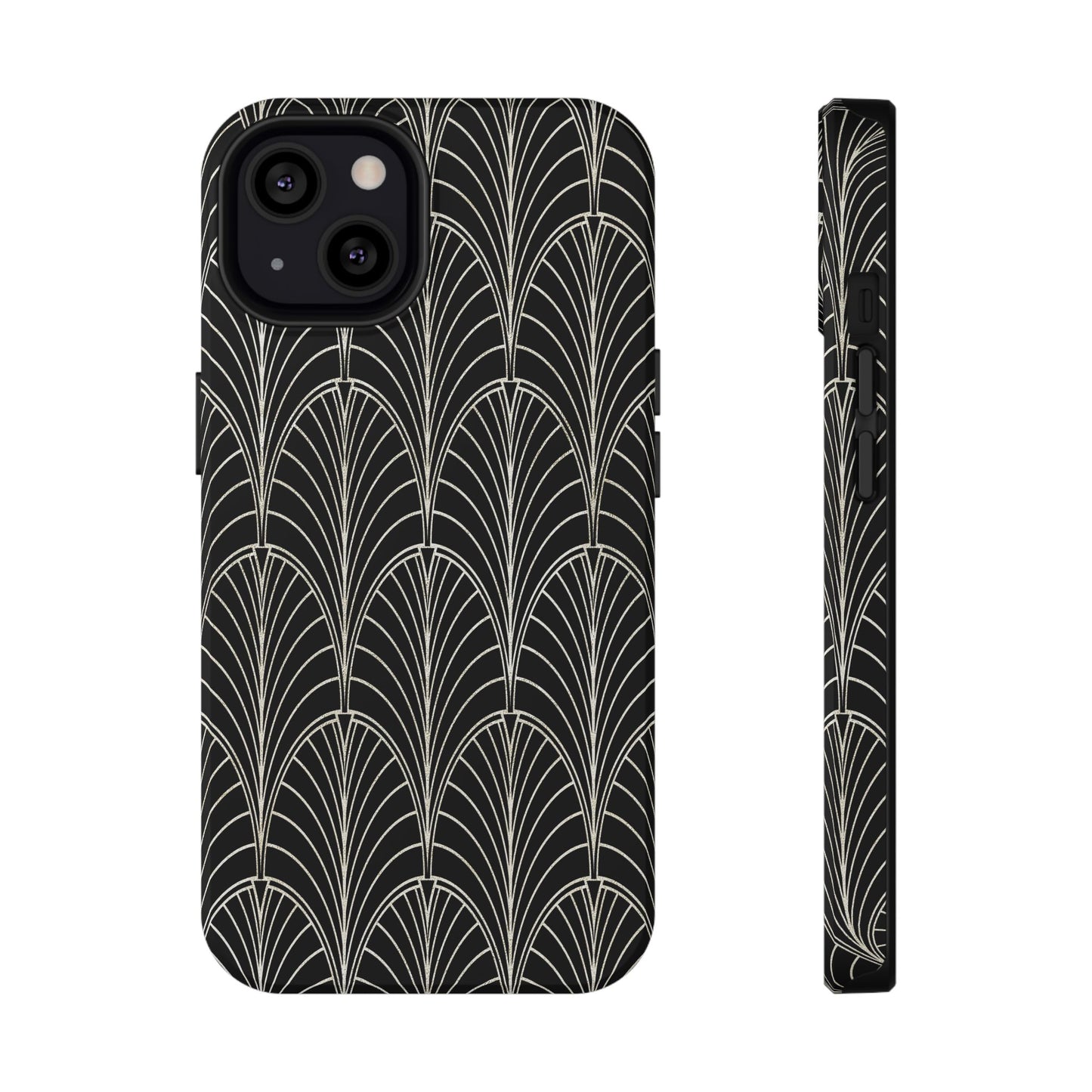 Impact-Resistant Phone Case- Art Deco Black Beige