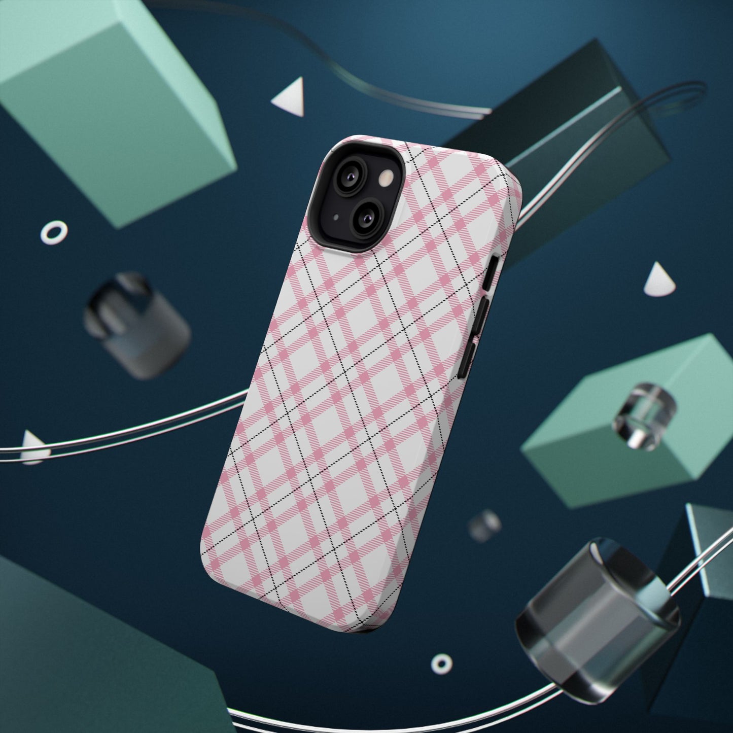 Impact-Resistant Phone Case - Pink Black Plaid