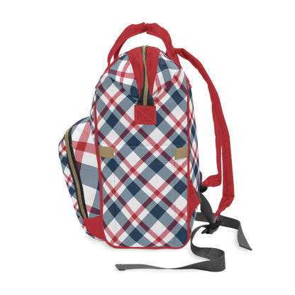 Multifunctional Backpack Diaper Bag-Classic 4th of July Plaid