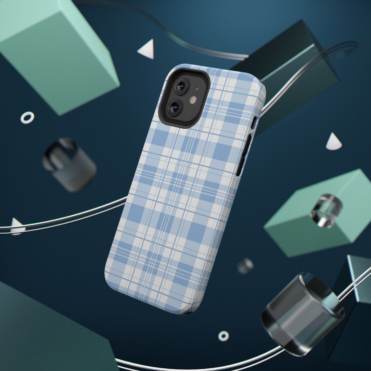 Impact-Resistant Phone Case - Easter Plaid Blue