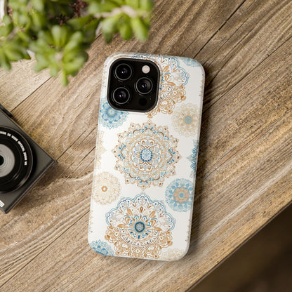 Impact-Resistant Cases, Blue Gold Boho Fun