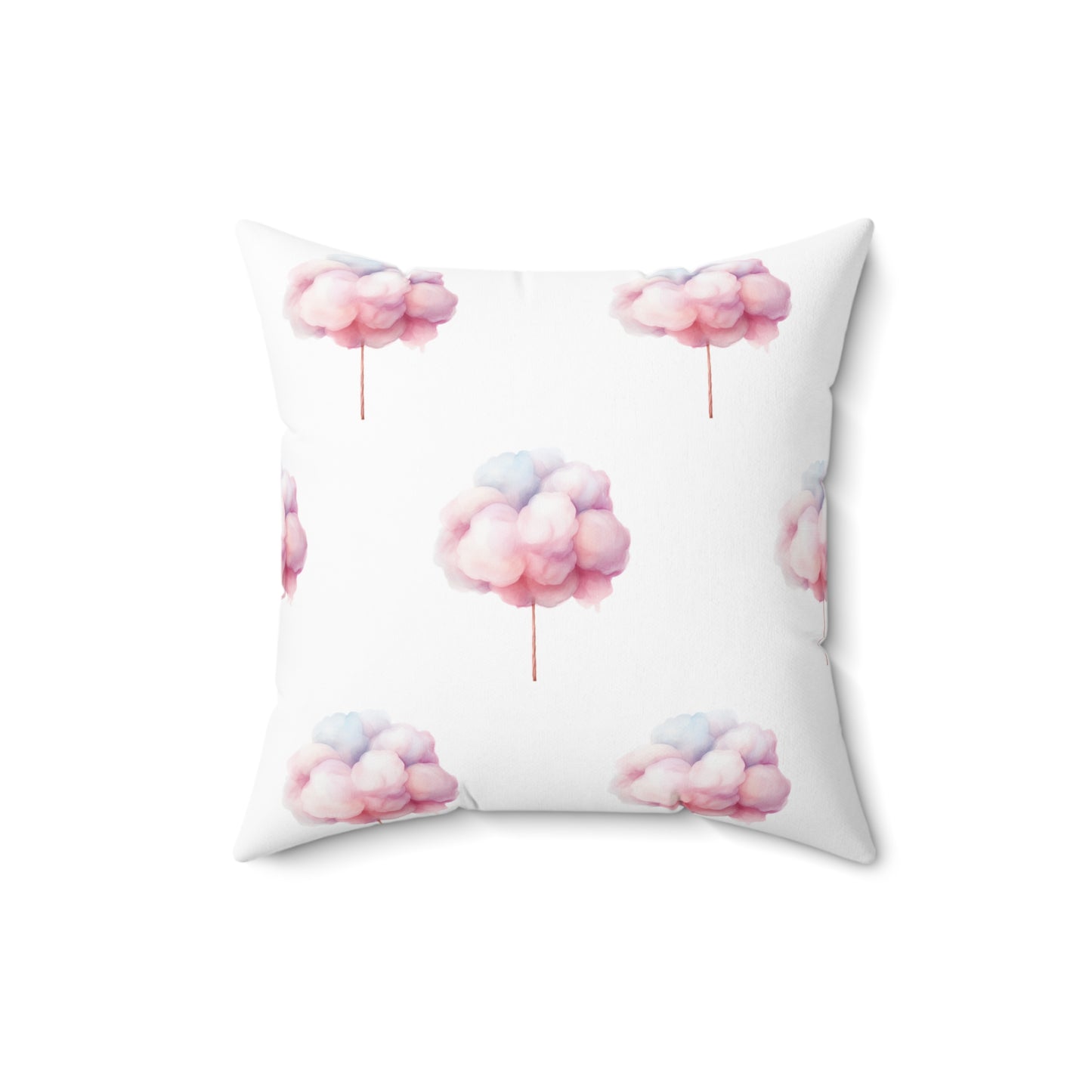 Spun Polyester Square Pillow with Removable Cover Watercolor Candy Land Cotton Candy