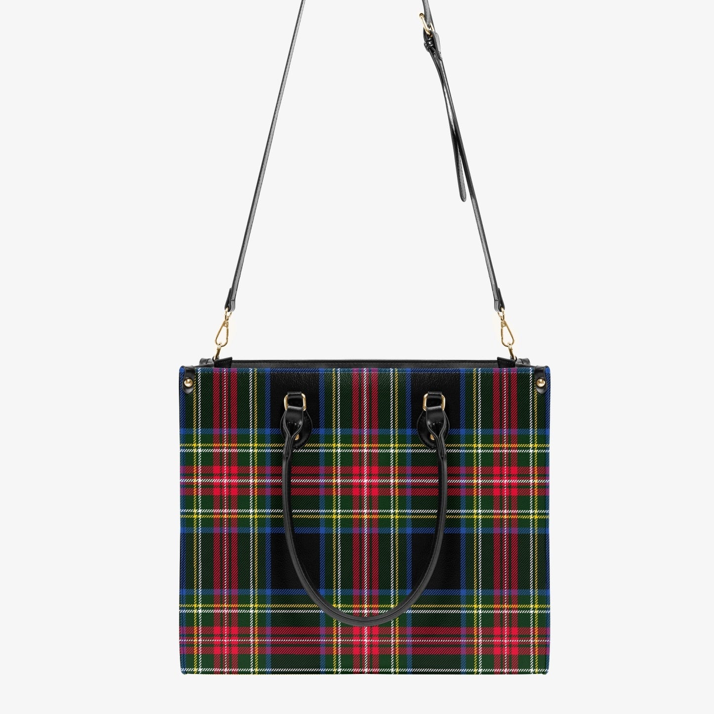 Structured Handbag- Holiday Tartan Plaid Black