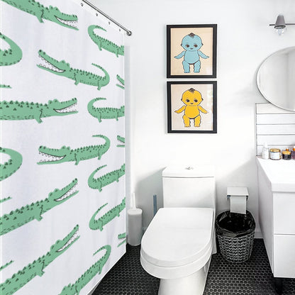 Lightweight Shower Curtain- Preppy Crocodiles