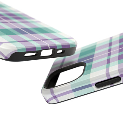 Impact-Resistant Phone Case - Spring Plaid Purple