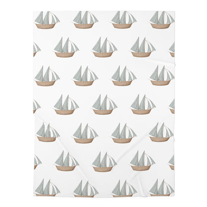 Baby Swaddle Blanket Memories of Dreams Sailboats Blue