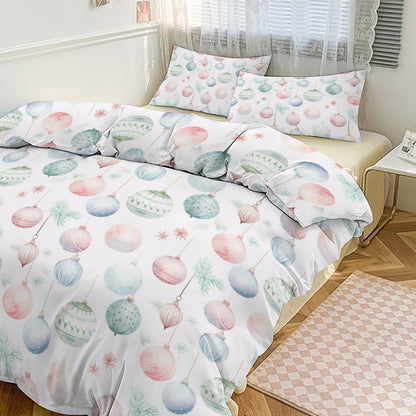 Pastel Ornaments 3-Piece Duvet Bedding Set-90"x90" Full/Queen Reversible Duvet Cover Set