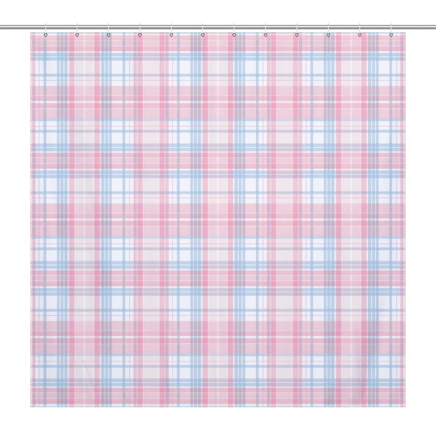 Lightweight Shower Curtain-Easter Plaid Pink Blue