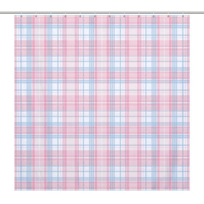 Lightweight Shower Curtain-Easter Plaid Pink Blue