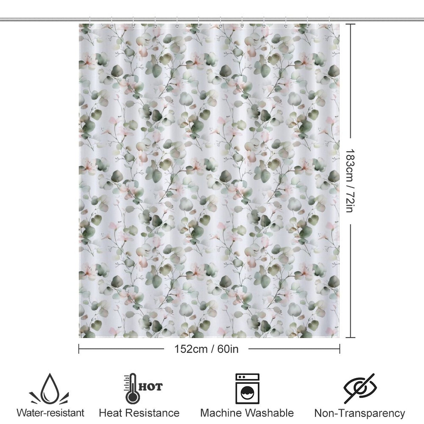 Lightweight Shower Curtain-Eucalyptus Floral