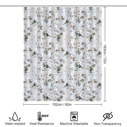 Lightweight Shower Curtain-Eucalyptus Floral