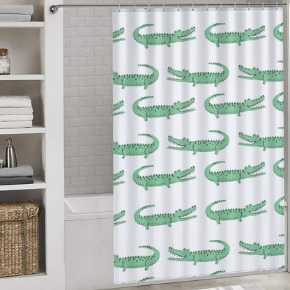 Lightweight Shower Curtain- Preppy Crocodiles