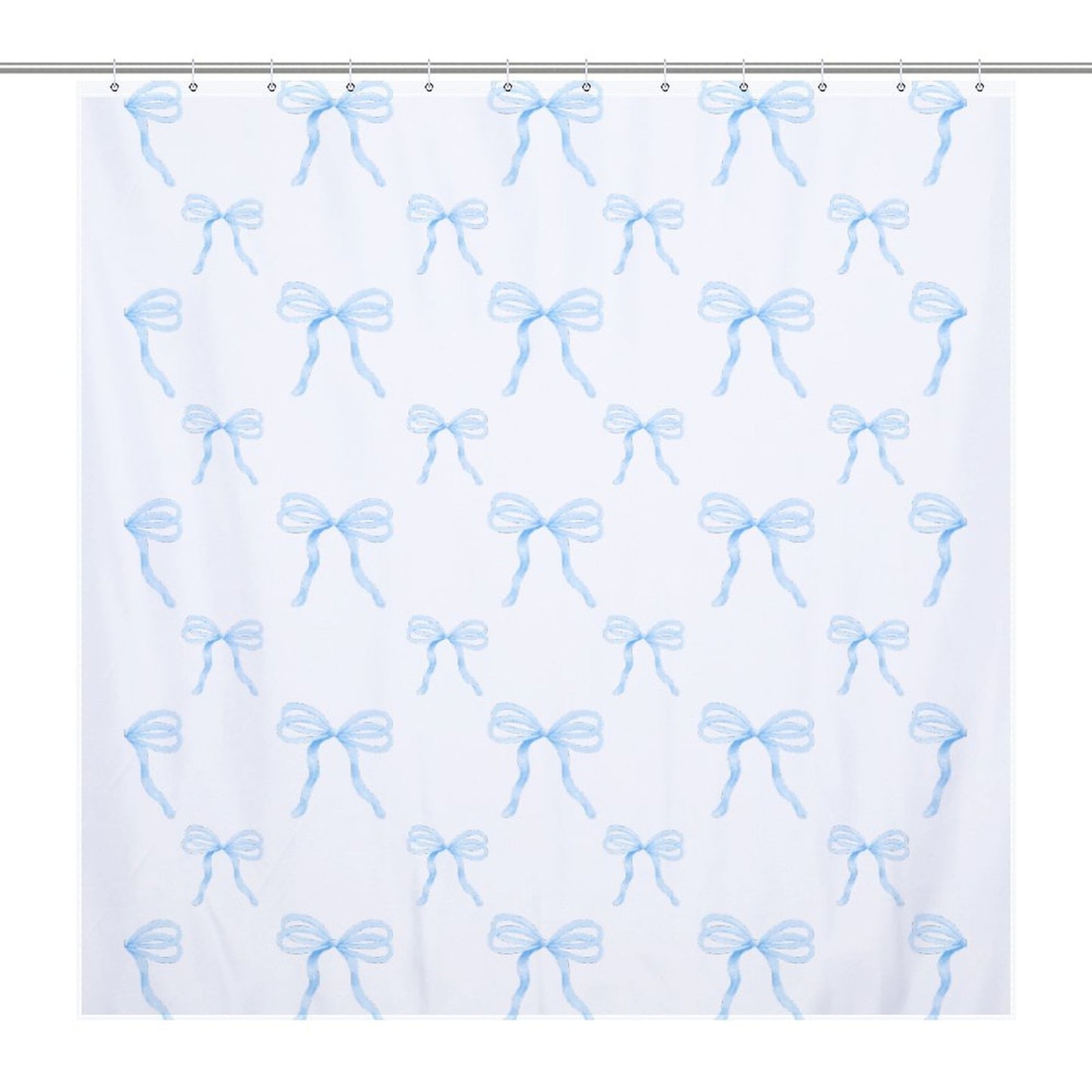 Lightweight Shower Curtain- Watercolor Coquette Blue Bows