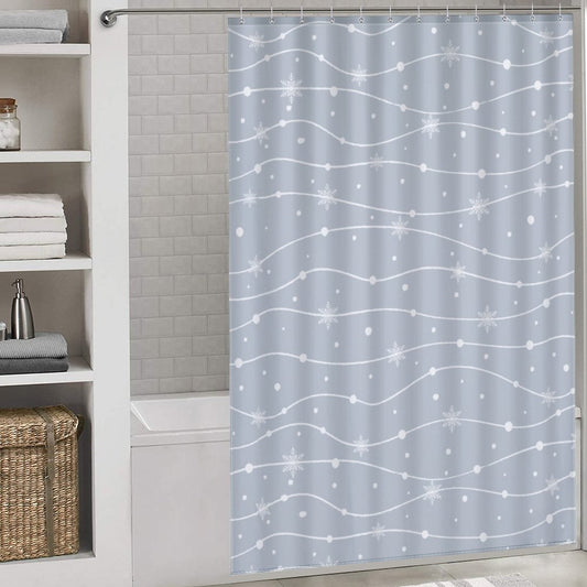 Lightweight Shower Curtain- Winter Flurries Blue