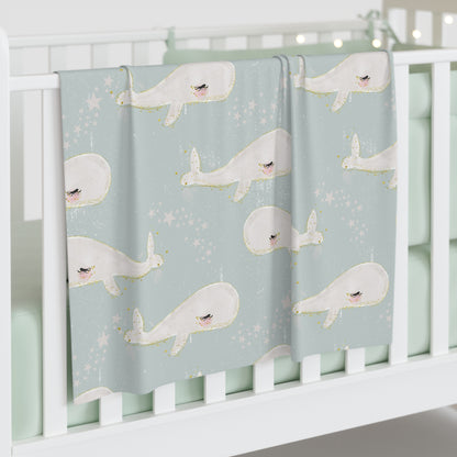 Classic Beach Baby Whales Baby Swaddle Blanket