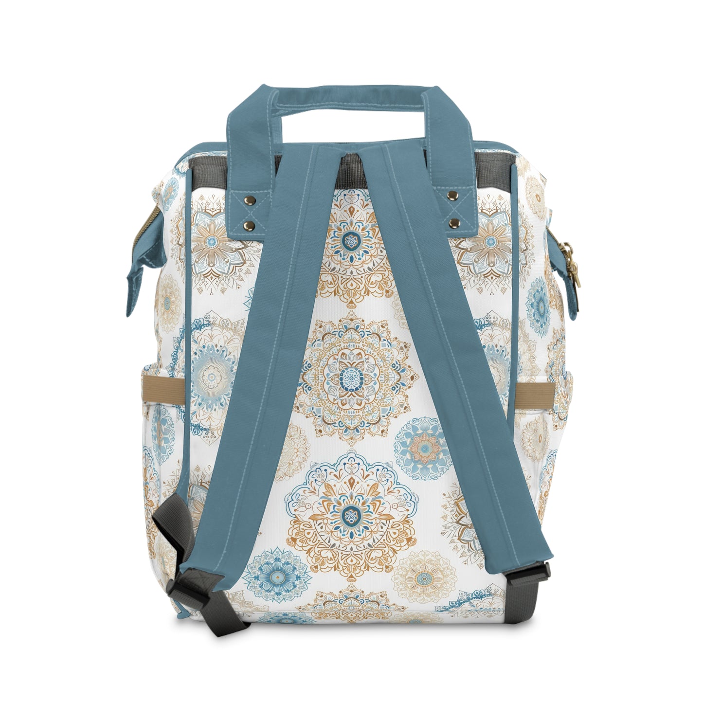 Multifunctional Backpack Diaper Bag- Boho Blue Gold