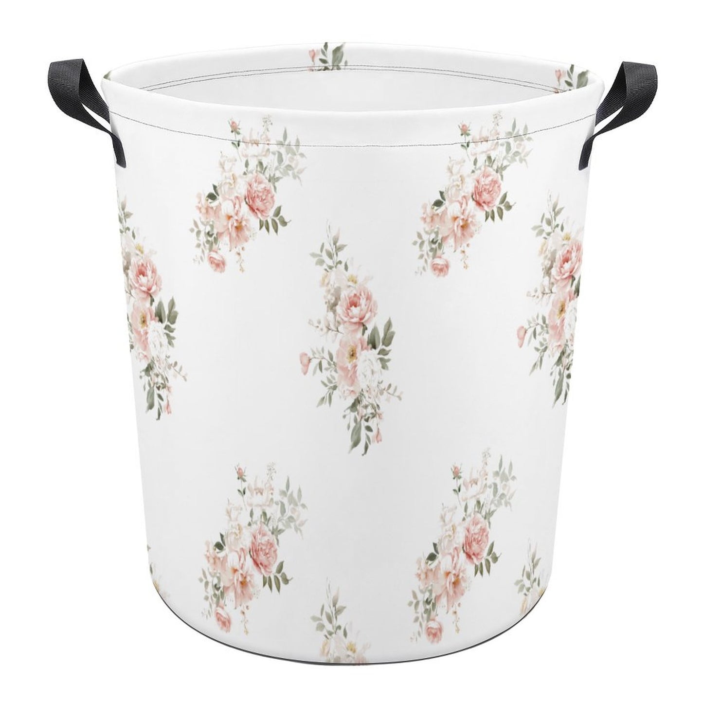 Collapsible Laundry Hamper-Elegant Coral Floral