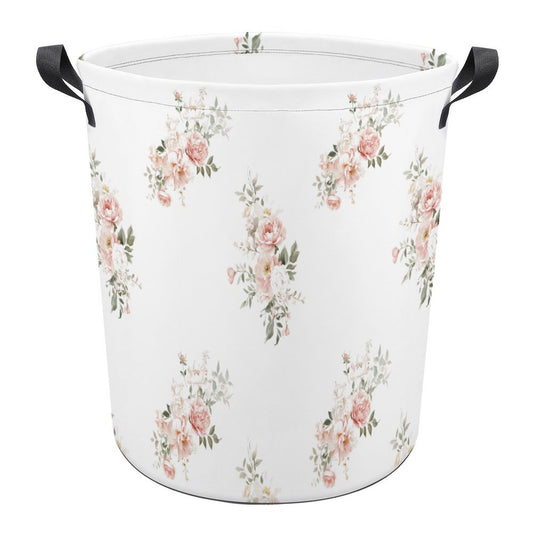 Collapsible Laundry Hamper-Elegant Coral Floral