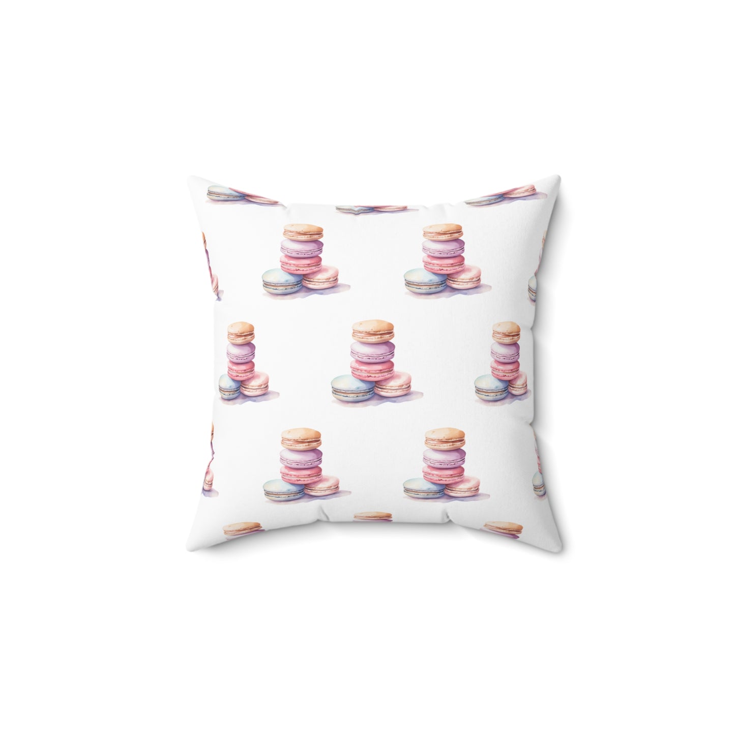 Spun Polyester Square Pillow with Removable Cover Watercolor Candy Land Macarons