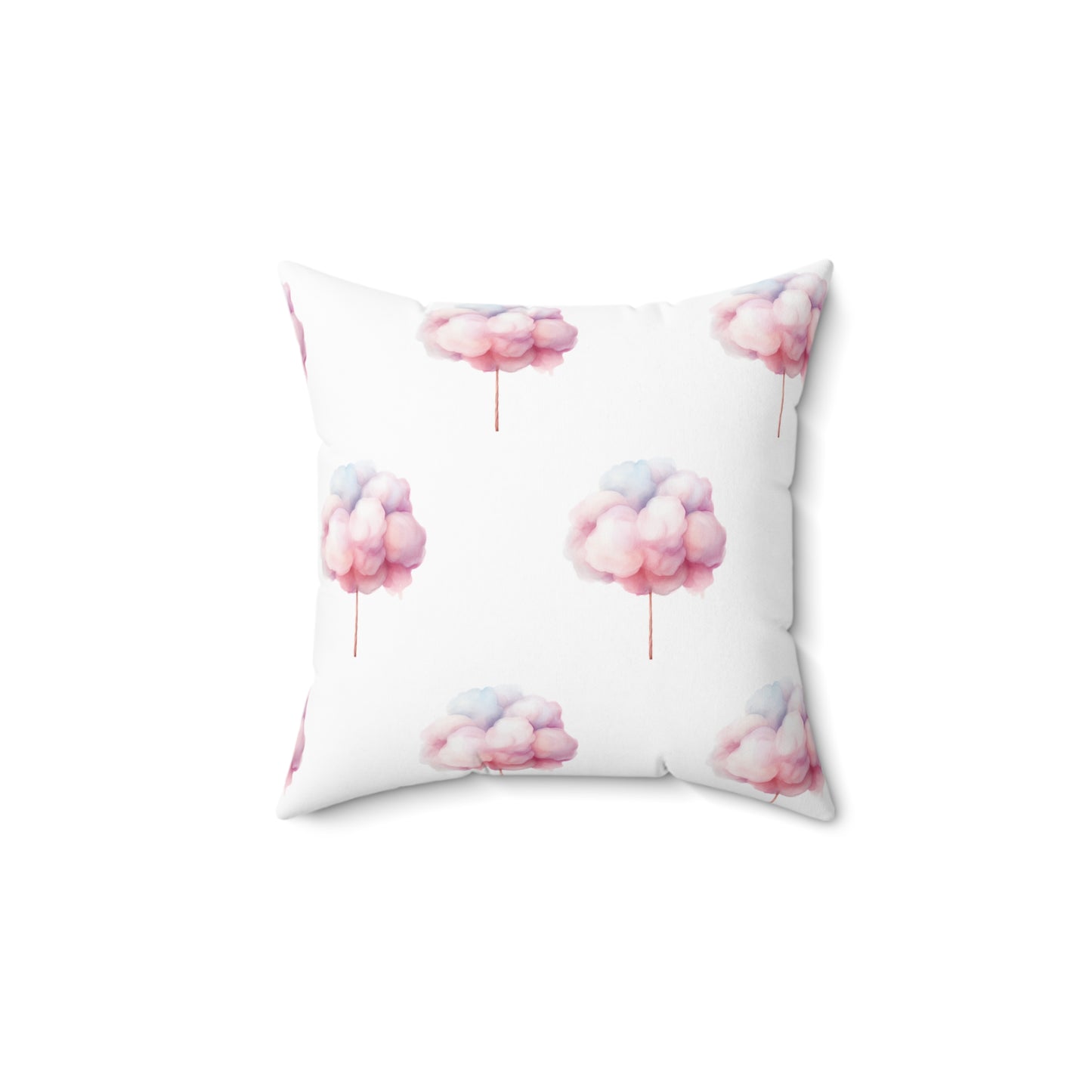 Spun Polyester Square Pillow with Removable Cover Watercolor Candy Land Cotton Candy