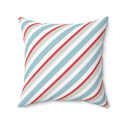 Spun Polyester Square Pillow with Removable Cover Beach Baby Sailboat Stripes