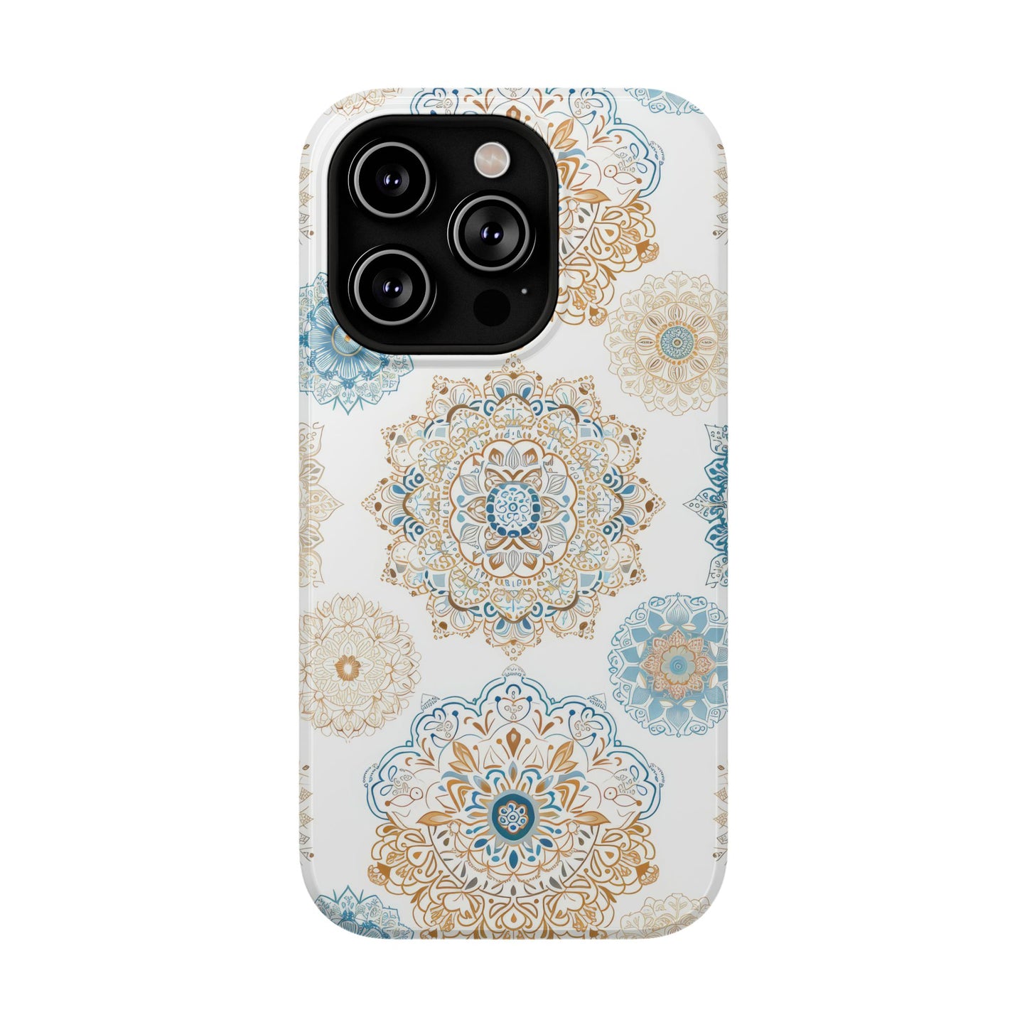 Impact-Resistant Cases, Blue Gold Boho Fun