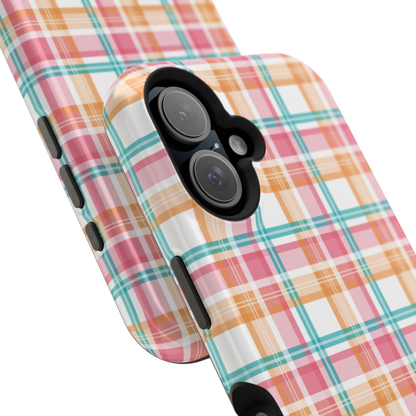 Impact-Resistant Phone Case - Summer Plaid Pink