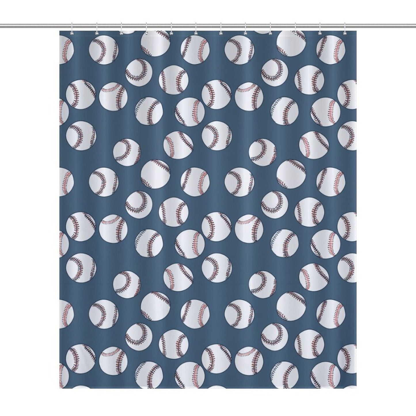 Lightweight Shower Curtain- Baseball Blues