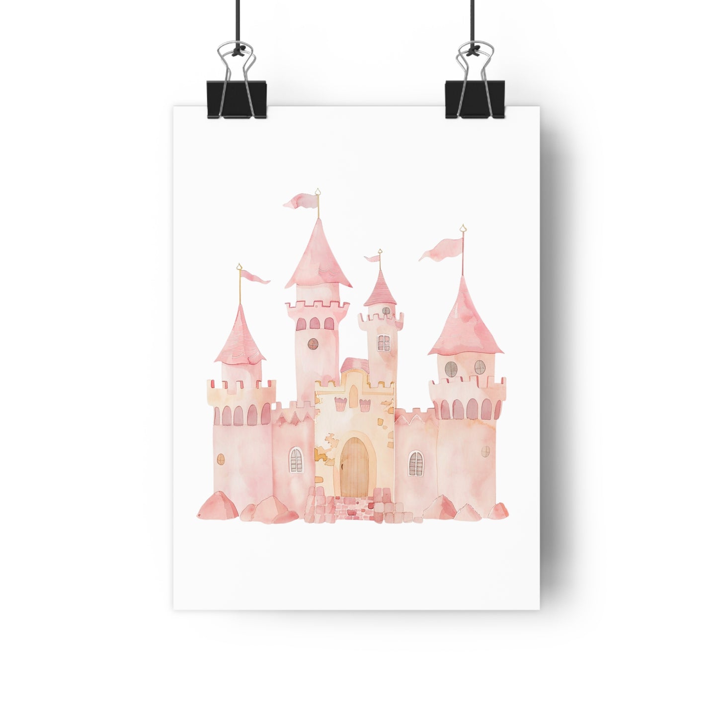 Giclée Art Print Watercolor Pink Princess Castle