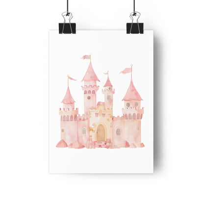 Giclée Art Print Watercolor Pink Princess Castle