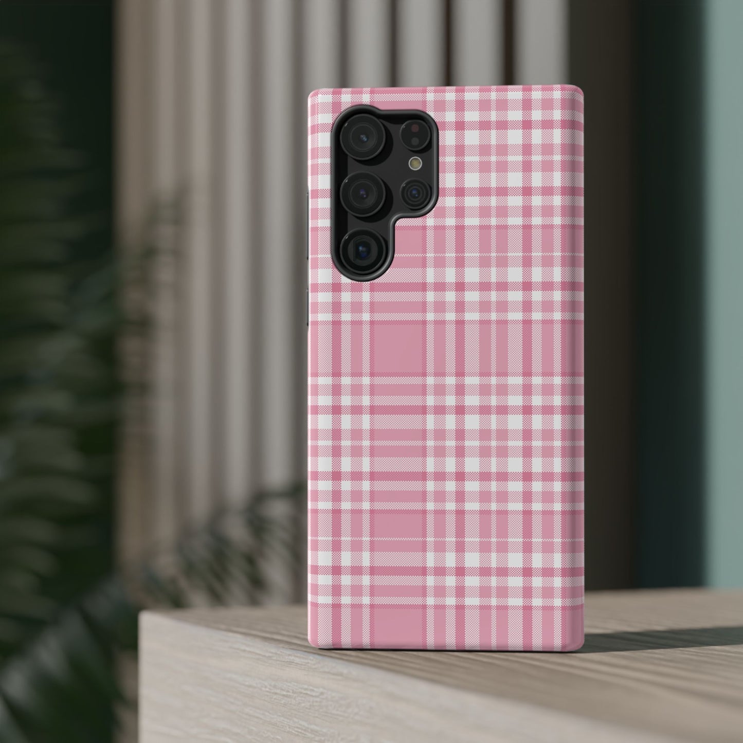 Impact-Resistant Phone Case - Easter Plaid Pink