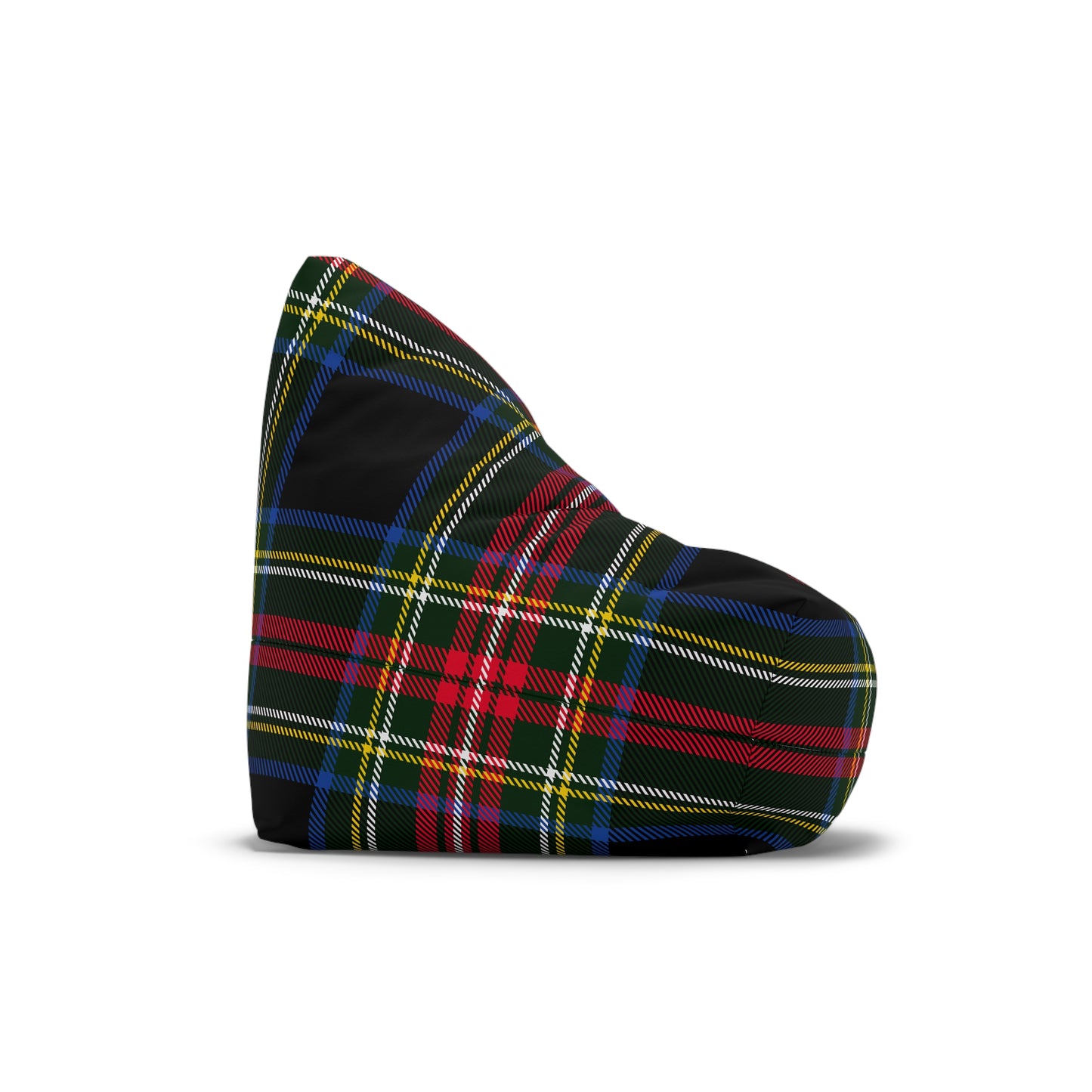 Christmas Tartan Plaid Black Bean Bag Chair Cover