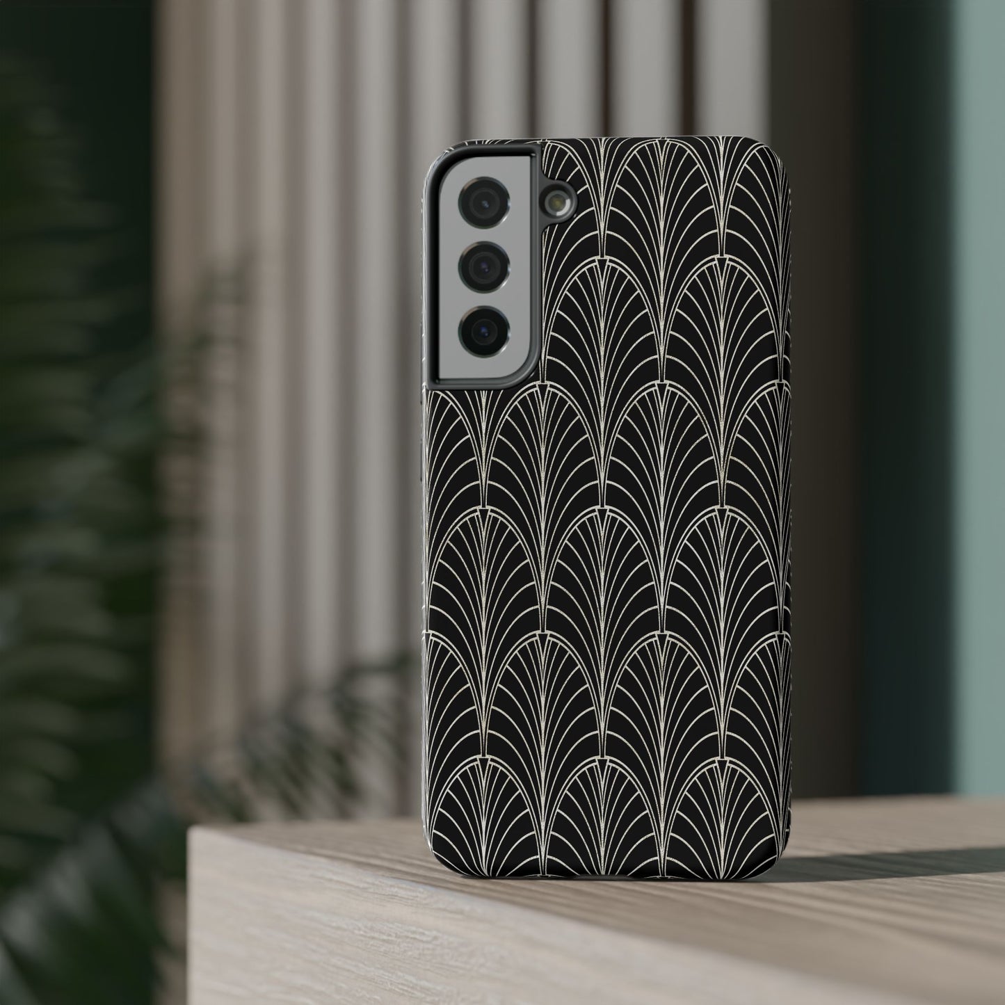 Impact-Resistant Phone Case- Art Deco Black Beige