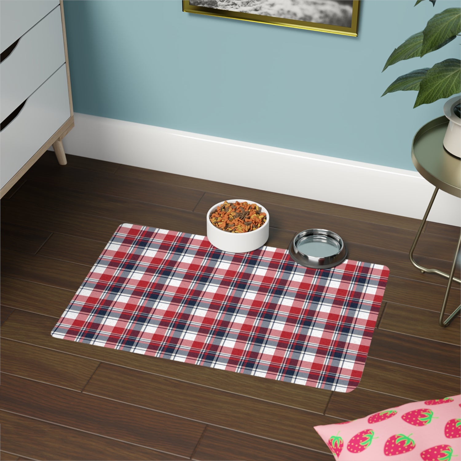 Pet Food Mat - 4th of July Plaid