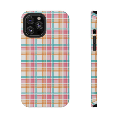 Impact-Resistant Phone Case - Summer Plaid Pink