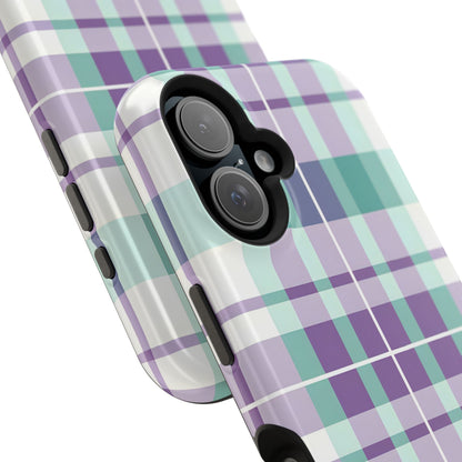 Impact-Resistant Phone Case - Spring Plaid Purple