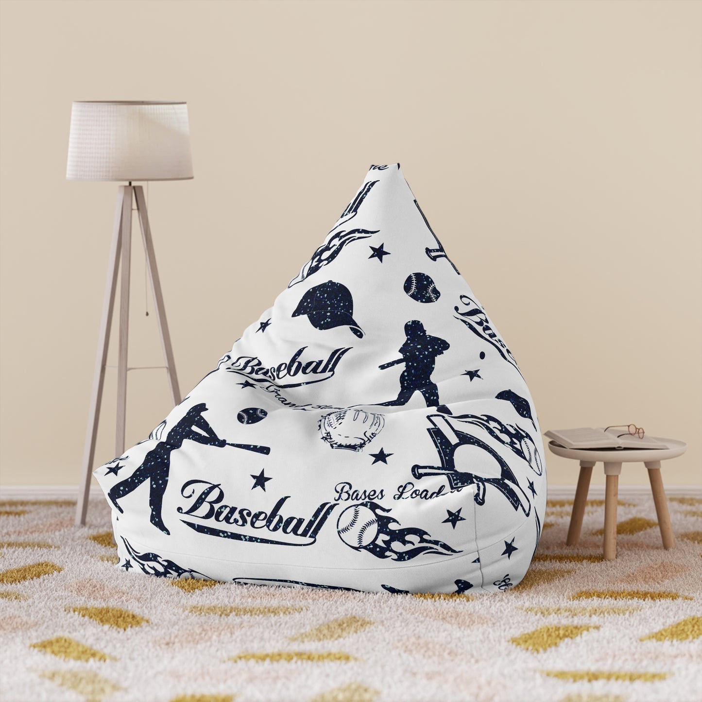 Baseball Navy White Bean Bag Chair Cover