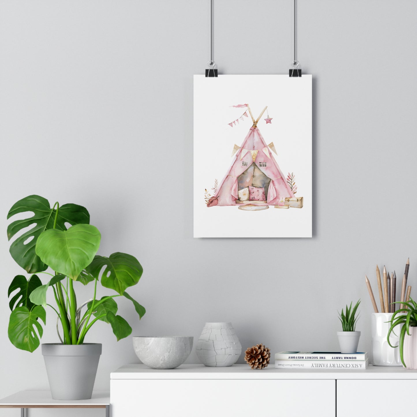 Giclée Art Print Watercolor Pajama Party Tent Fort