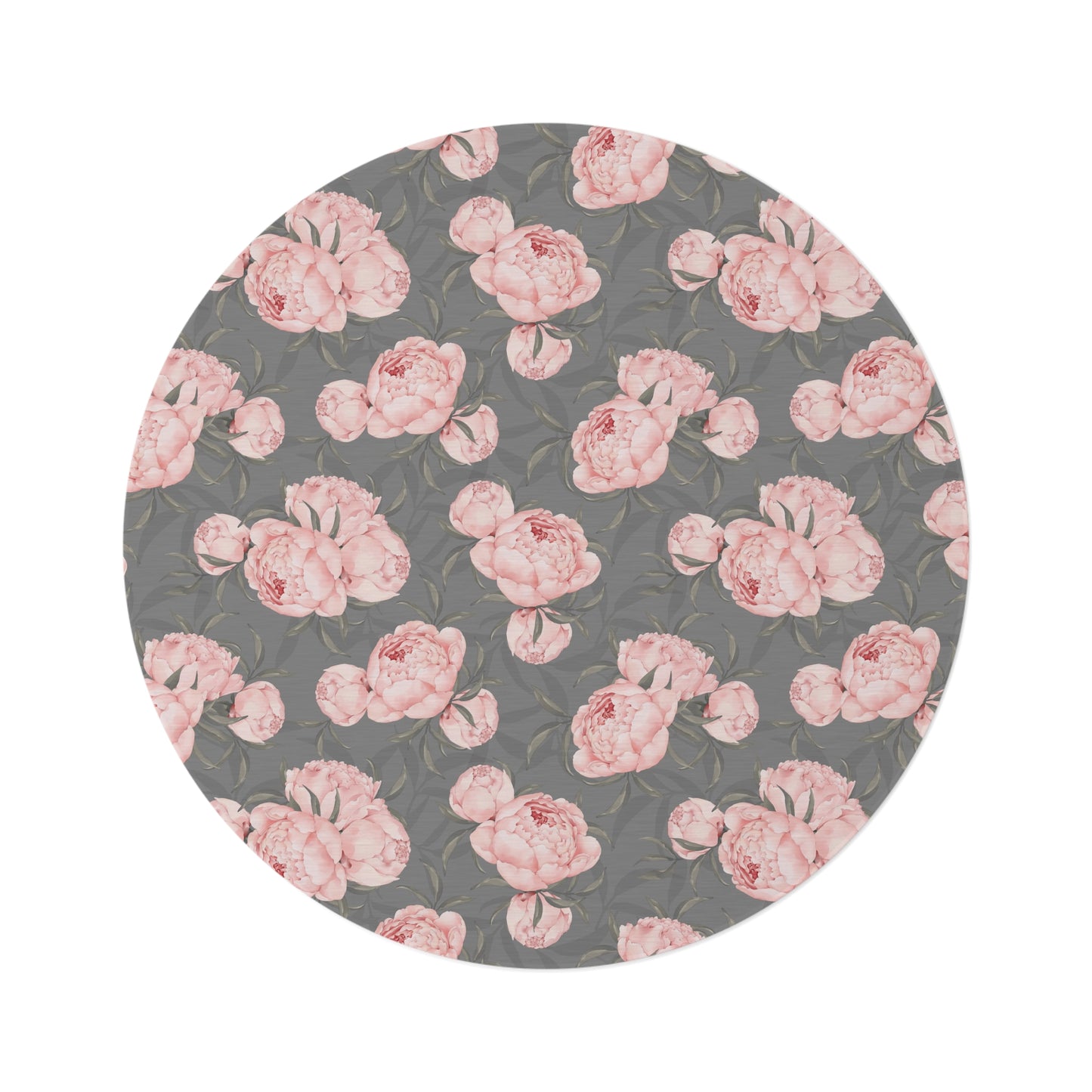 Round Rug Elegant Floral Dreams Grey