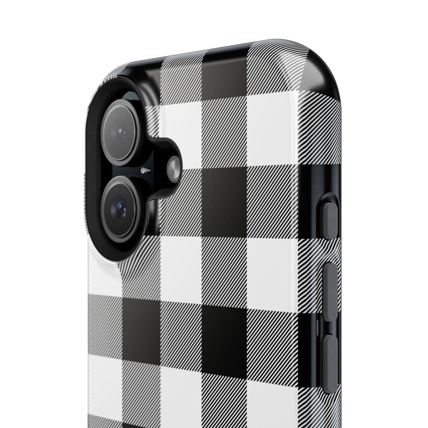 Impact-Resistant Phone Case Black White Buffalo Plaid