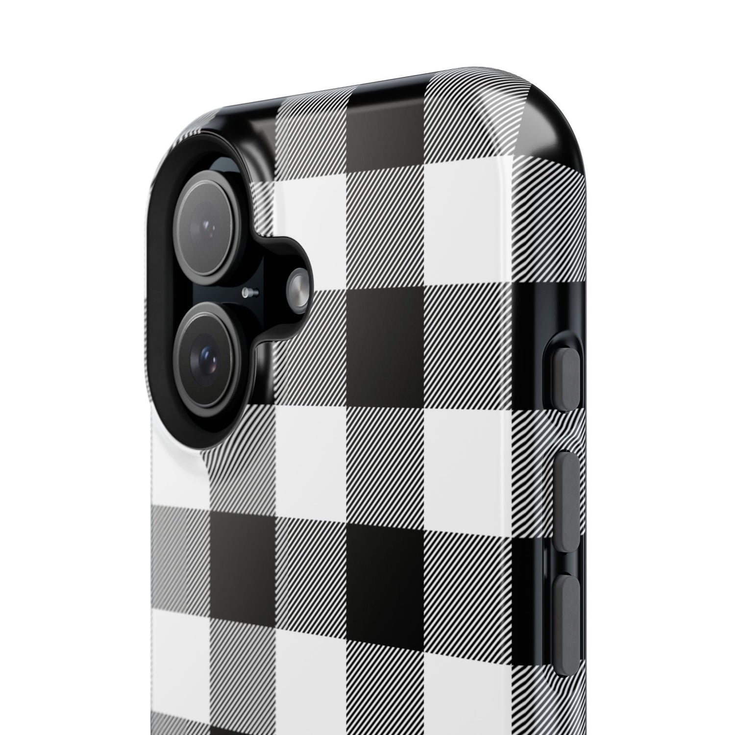 Impact-Resistant Phone Case Black White Buffalo Plaid, iPhone, Samsung