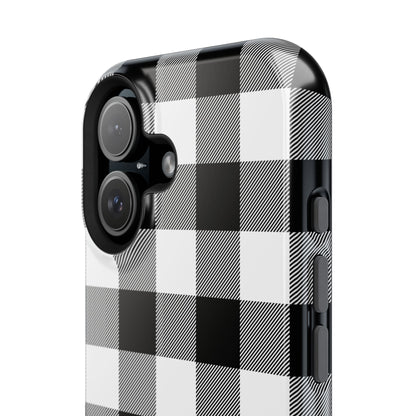 Impact-Resistant Phone Case Black White Buffalo Plaid