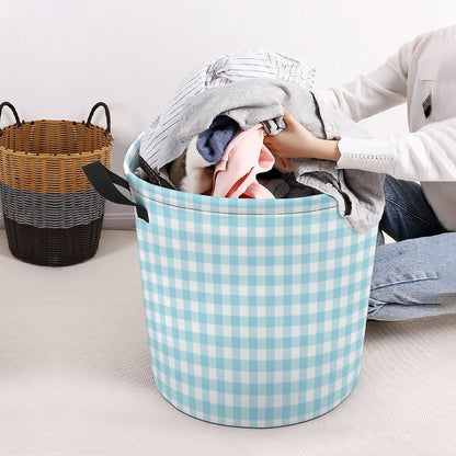 Collapsible Laundry Hamper- Spring Plaid Aqua