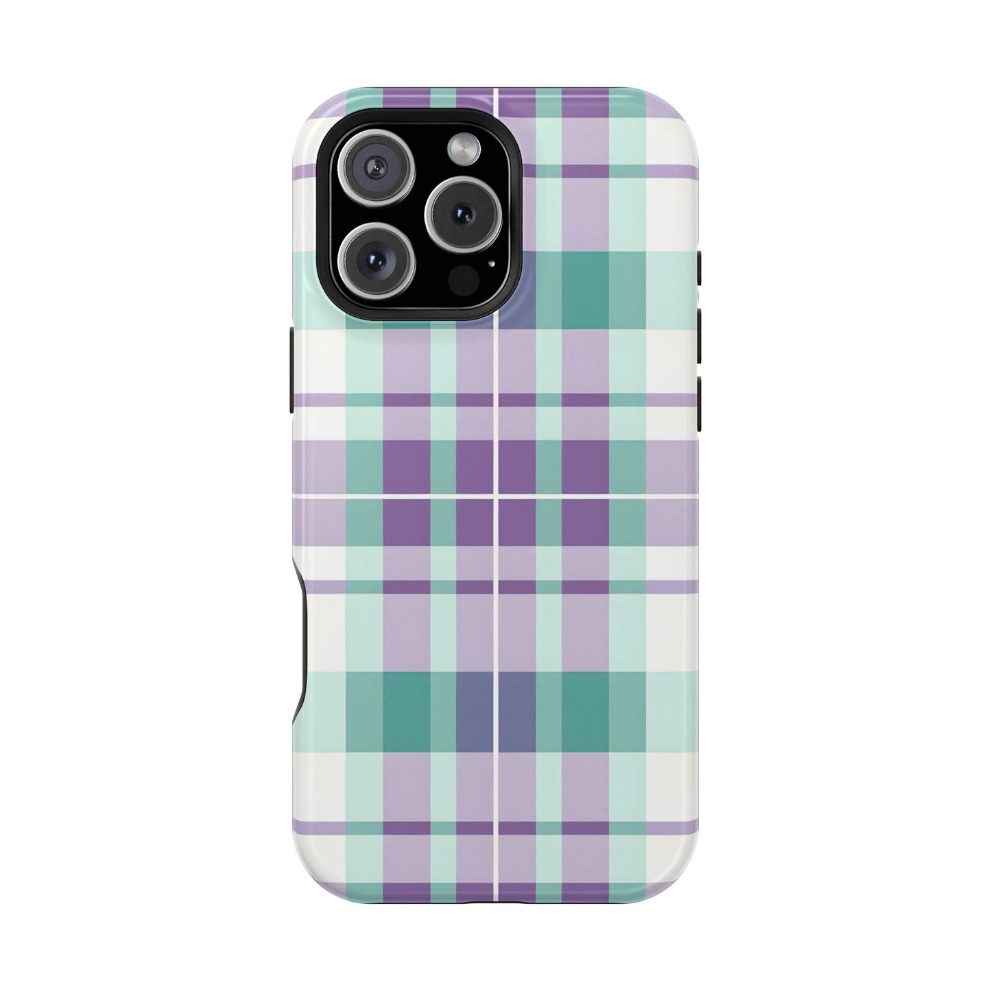 Impact-Resistant Phone Case - Spring Plaid Purple