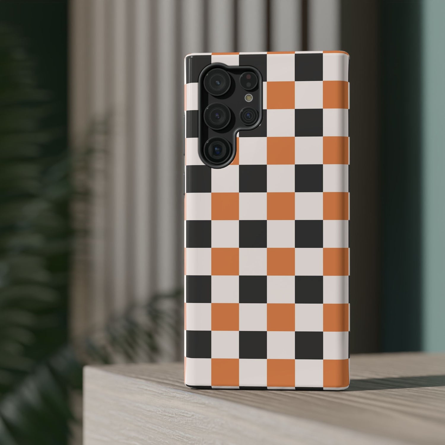 Trendy Halloween Checkerboard Phone Case | Impact-Resistant, iPhone, Samsung